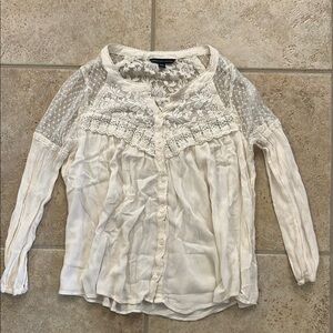 American Eagle Elegant Cream Lace Women's Top Women’s Medium